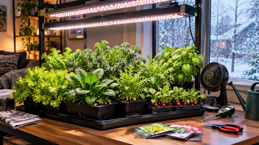 indoor-vegetable-grow-light-setup
