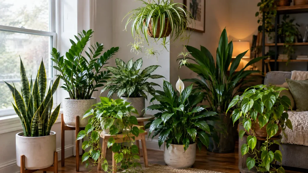 Snake plant ZZ plant pothos and other houseplants for low light